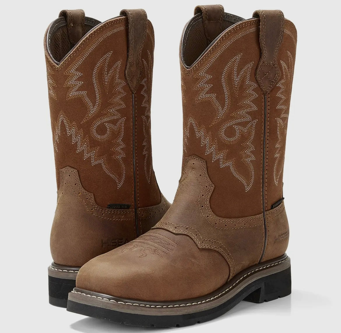 Hisea Men’s Steel Toe Cowboy Boots