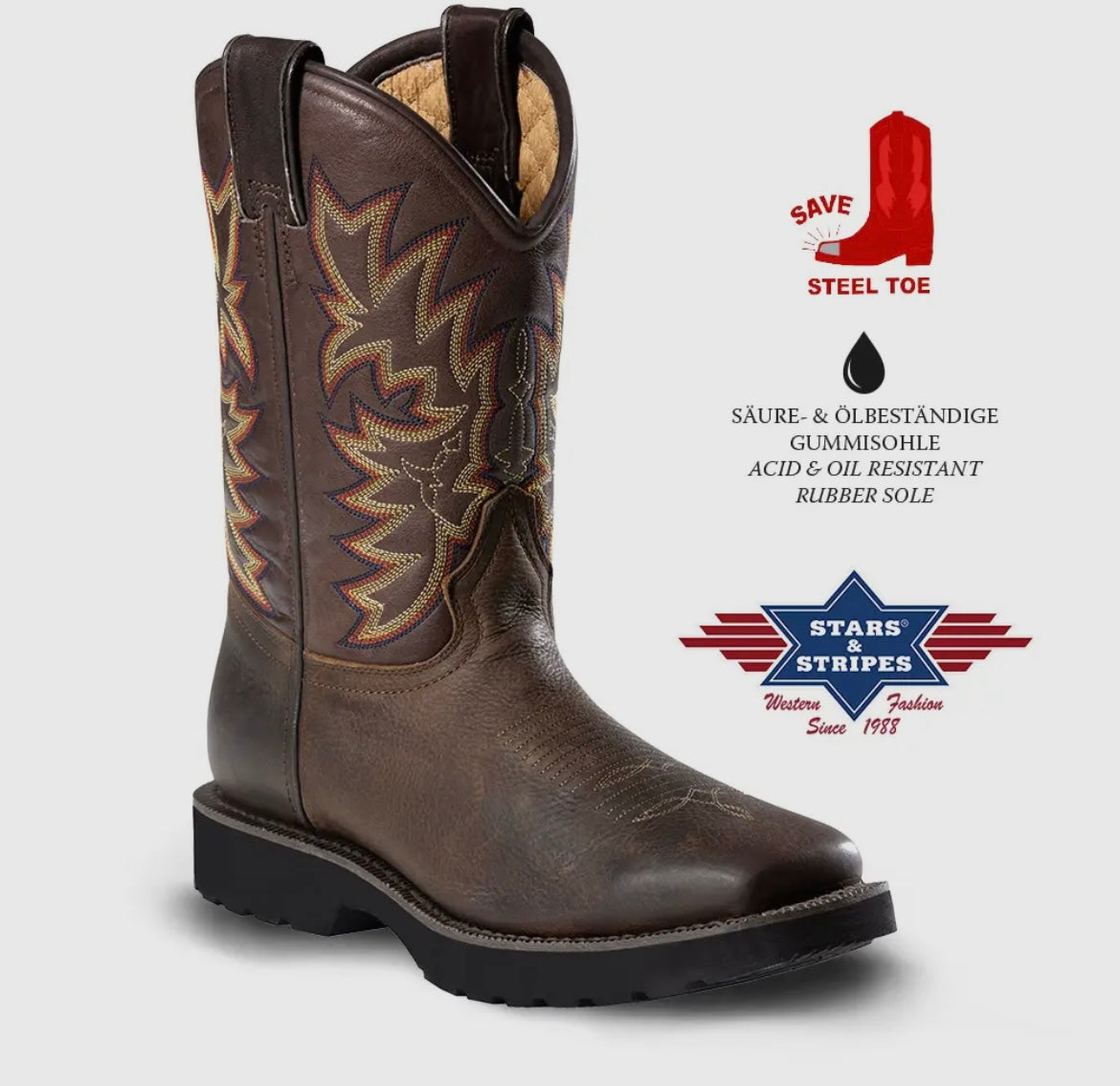 Stars & Stripes Steel Toe Cowboy Boot